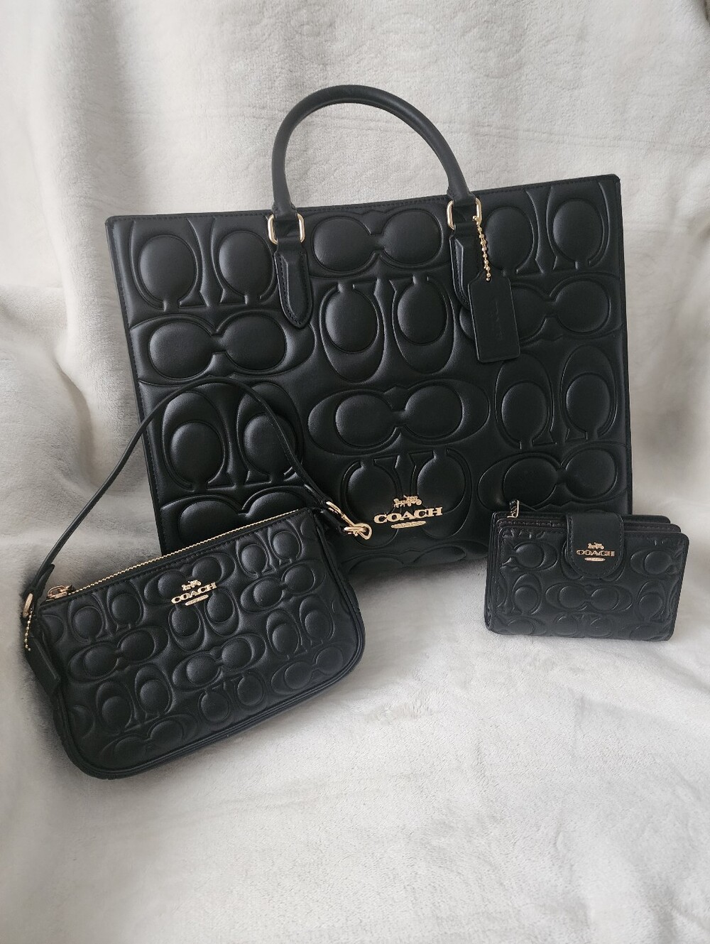 Coach Maggie Tote Set in Signature Leather (Large)